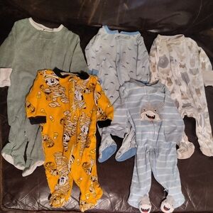 Cloud Island Kids Footies Set - Green, Blue, Yellow, Gray